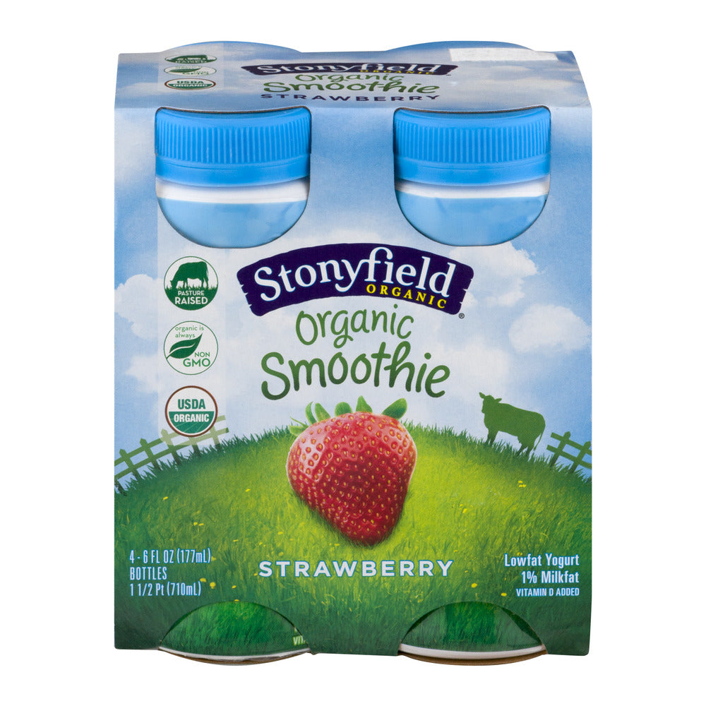 Stonyfield Organic Smoothie Strawberry, 4/6oz