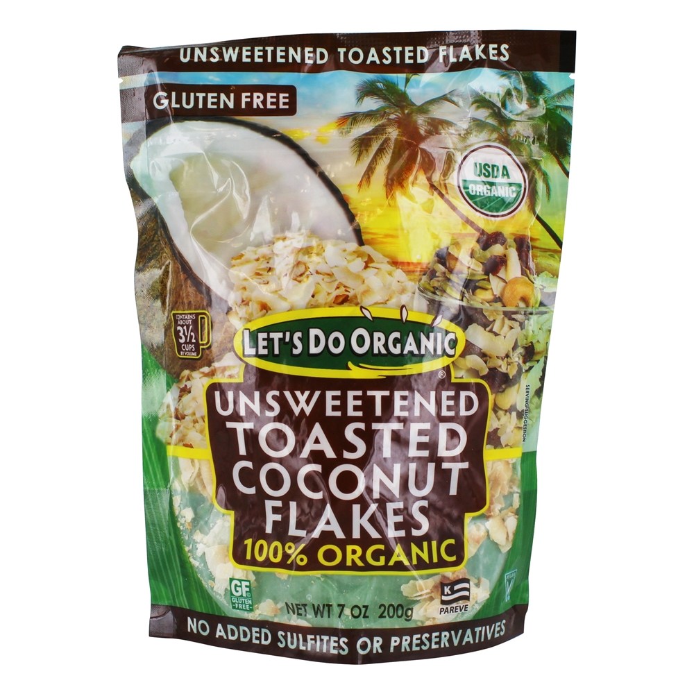 Let's Do Organic Unsweetened Toasted Coconut Flakes 7 Oz