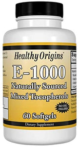 Healthy Origins Vitamin E, 1000iu 60 Soft Gels