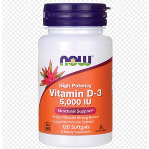 Now Vitamin D-3, 5000 Iu 120 Softgels