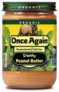 Once Again Unsweetened & Salt Free Organic Crunchy Peanut Butter 16 Oz