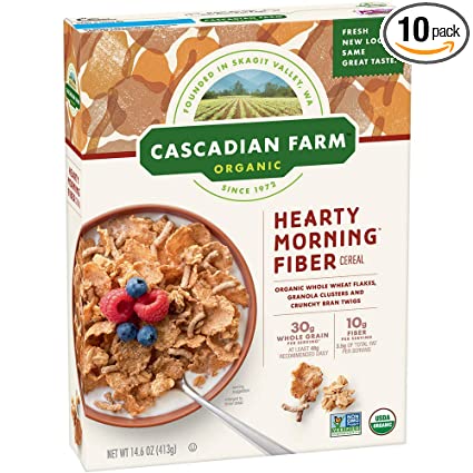 Cascadian Farm Organic Cereal, Hearty Morning Fiber, 14.6 Ounce