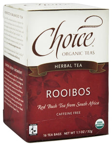 Choice Organic, Rooibos Red Bush Caffine Free Tea 16 Count Box