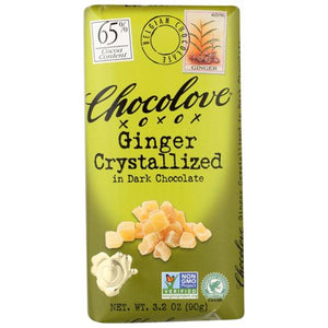 Chocolove Bar, Ginger Crystalized In 65% Dark Chocolate, 3.2 Oz