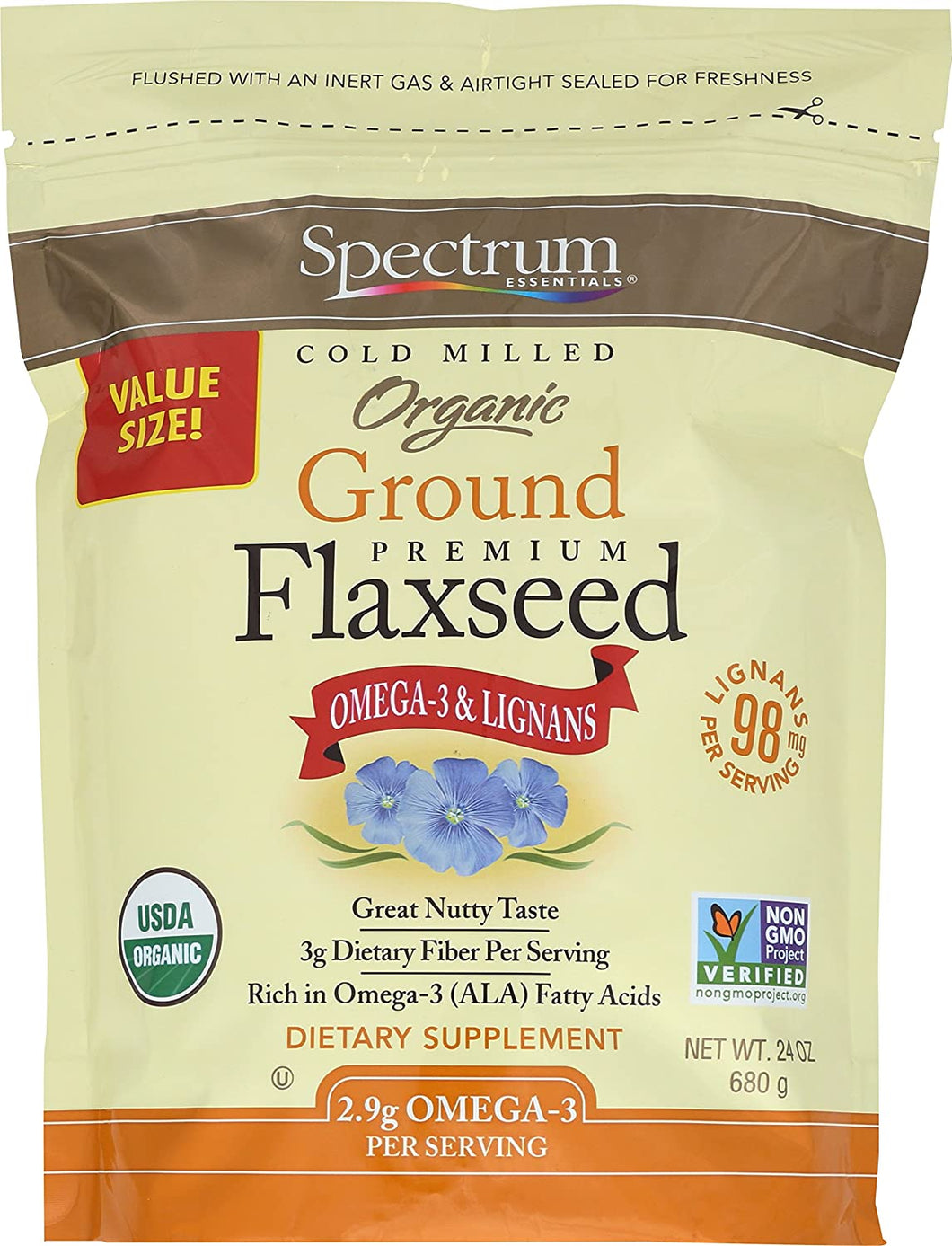 Spectrum, Organic Ground Premium Flaxseed 24oz