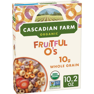 CASCADIAN FARM ORGANIC CEREAL,FRUITFUL O's, 10.2 OUNCE