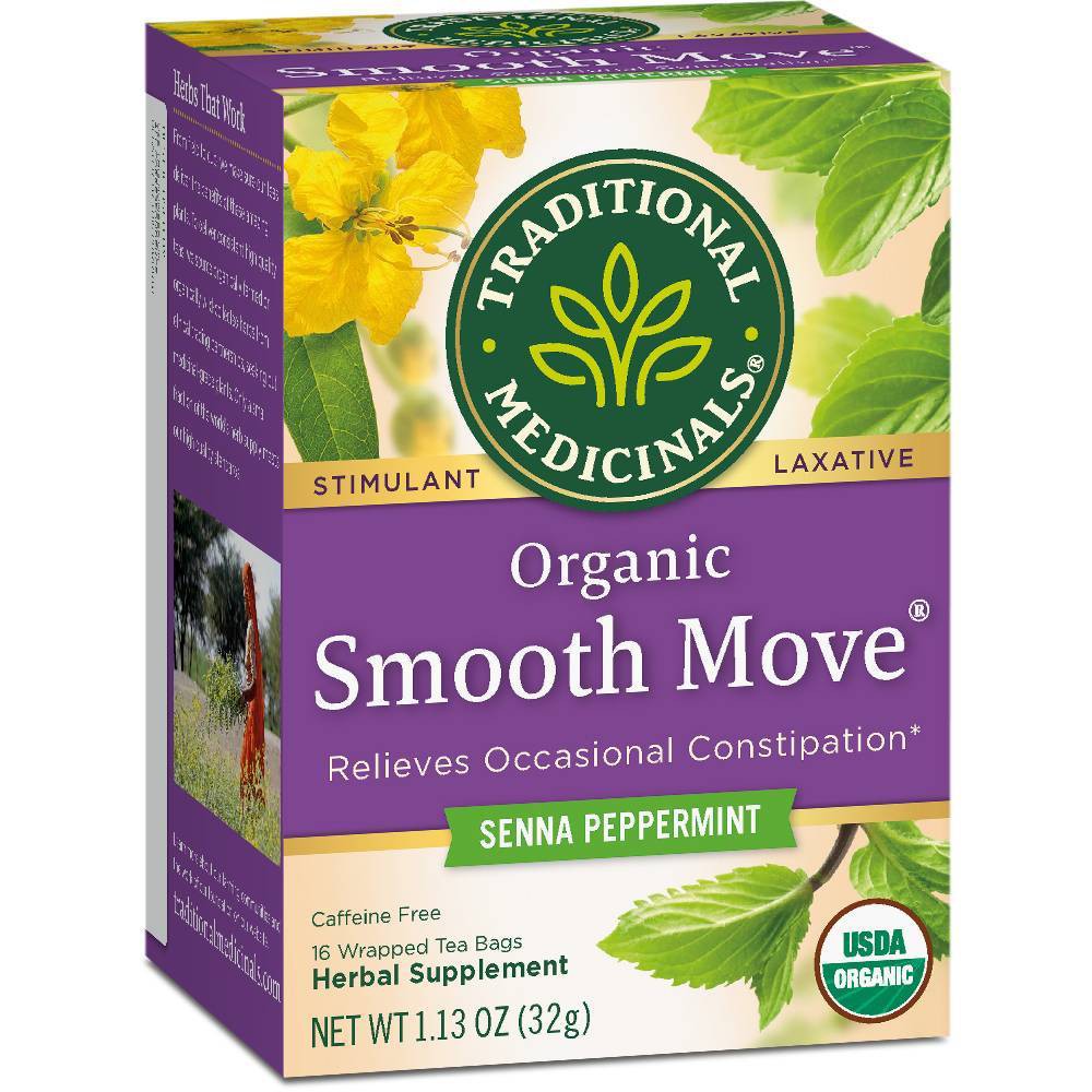 Traditional Tea, Organic Smoth Senna Peppermint 16 Bag