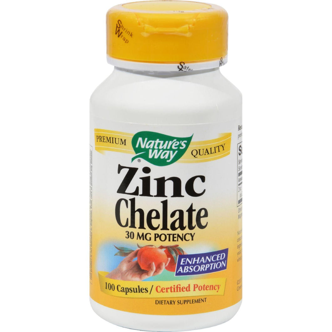 Nature's Way Zinc Chelate, 30 Mg 100 Capsules