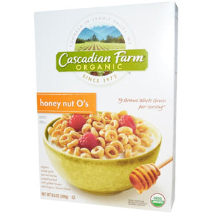 CASCADIAN FARM ORGANIC CEREAL, HONEY NUT O's, 9.5 OZ