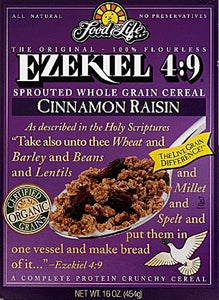 Food For Life Ezekiel 4:9 Organic Sprouted Grain Cereal, Cinnamon Raisin 16 Oz
