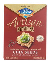 Blue Diamond Artisan Nutthins Chia Seeds Cracker Snacks 4.25 Oz