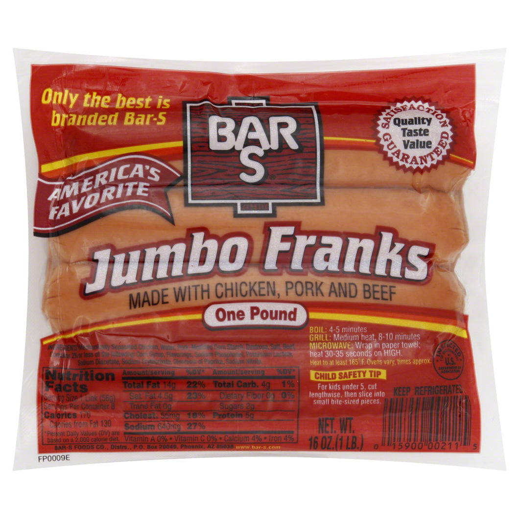 Jumbo Franks Hot Dog Bars 1lb